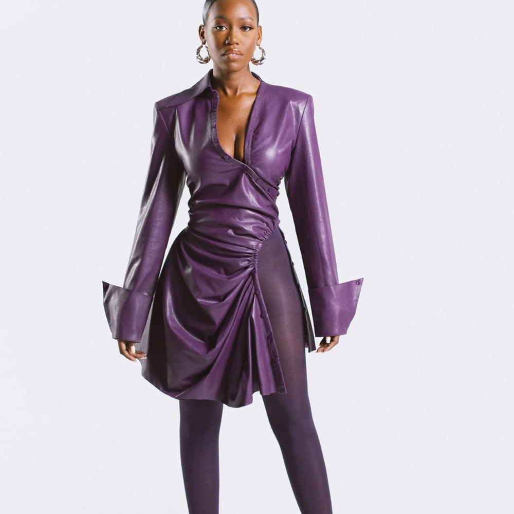 Hanifa Deep Purple Leather Jacket